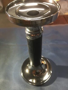 Handcrafted Pillar Candleholder Aluminum/Wood Black Nickel 5x5x13cm RO33488L NU - Picture 1 of 3