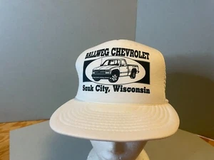Vintage BALLWEG Dealer 1990 Chevrolet Silverado White hat mesh snapback trucker - Picture 1 of 7