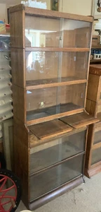 Vintage Antique Barrister Stacking Bookcase Lawyer Cabinet Glass Desk Drawer - Picture 1 of 16
