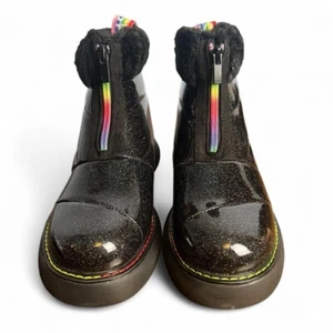 Tom's - Women's Alpargata Mallow Puffer Boots Black Glitter Rainbow Pride Sz. 7 - Picture 1 of 8