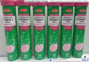 Effervescent Tablets Vitamin C 1000mg 120 Raspberry High Strength Immune Support - Picture 1 of 2