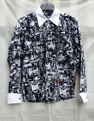 VGT Split Skateboard Skater Black Button Comics Graphic Shirt Long Sleeve 90s S - Image 1 of 4