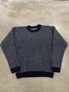 Vintage LL BEAN MEN'S WOOL BIRDSEYE NORWEGIAN FISHERMAN SWEATER TAG SZ L - Picture 1 of 5