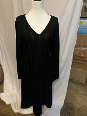 Pendleton 黑色长袖 V 领毛衣连衣裙 XL 码美利奴羊毛 — 第 1/4 张图片