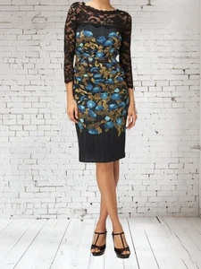 Phase Eight Floral Lace Ruched Dress Size 8 - Picture 1 of 7