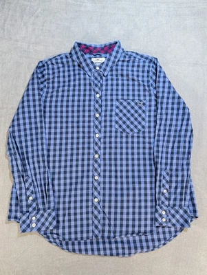 Vineyard Vines 羊绒蓝色格子长袖纽扣衬衫 16 码 — 第 1/4 张图片
