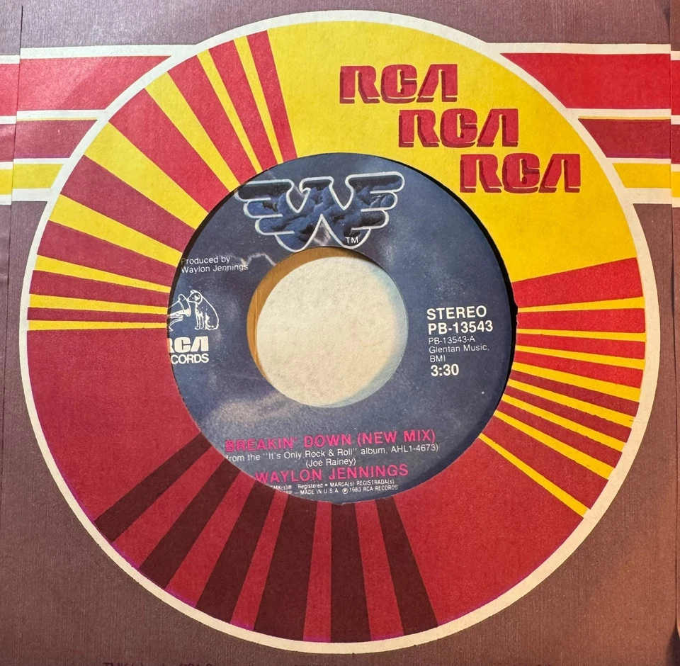WAYLON JENNINGS * 45 * Breakin' Down / Living Legends * 1983 UNPLAYED MINT * NOS - Image 1 of 1