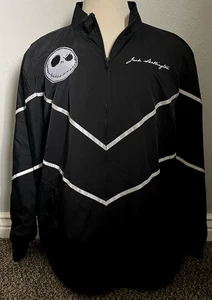NEW! Disney Jack Skellington Rain Jacket Mens 2XL Black Full Zip Reflective - Picture 1 of 14