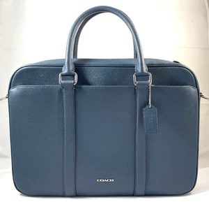 Coach Perry Slim Briefcase Laptop Bag Crossgrain Leather F59057 Reg $495 MINT - Picture 1 of 14
