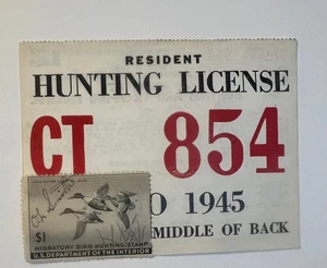 3 Ohio Hunting/Trapping Licenses 1945/Duck Stamp 1946/Duck Stamp 1947 no stamp - Picture 1 of 6