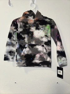 Nike Club Fleece Black Abstract Boys sweater hoodie 4 - Picture 1 of 6