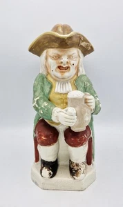 GEORGIAN STAFFORDSHIRE PEARLWARE TOBY JUG & COVER c1820 a/f - Picture 1 of 15
