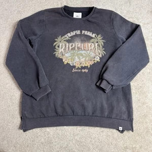 Sudadera Rip Curl Para Hombres Pequeña Cuello Redondo Tropic Feels Estampado Gráfico 1969 Negra - Imagen 1 de 7