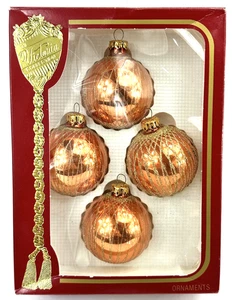 Adornos de Navidad de vidrio redondo de colección Rauch The Victorian Collection oro rosa - Imagen 1 de 9