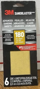 Chorro de arena 3M 180 grano fino 3 2/3 pulgadas X 9 en 6 hojas - Imagen 1 de 2