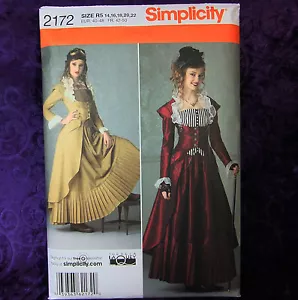Costume vestito steampunk Simplicity 2172 cappotto lungo gonna bustier modello tg 14-22 - Foto 1 di 2