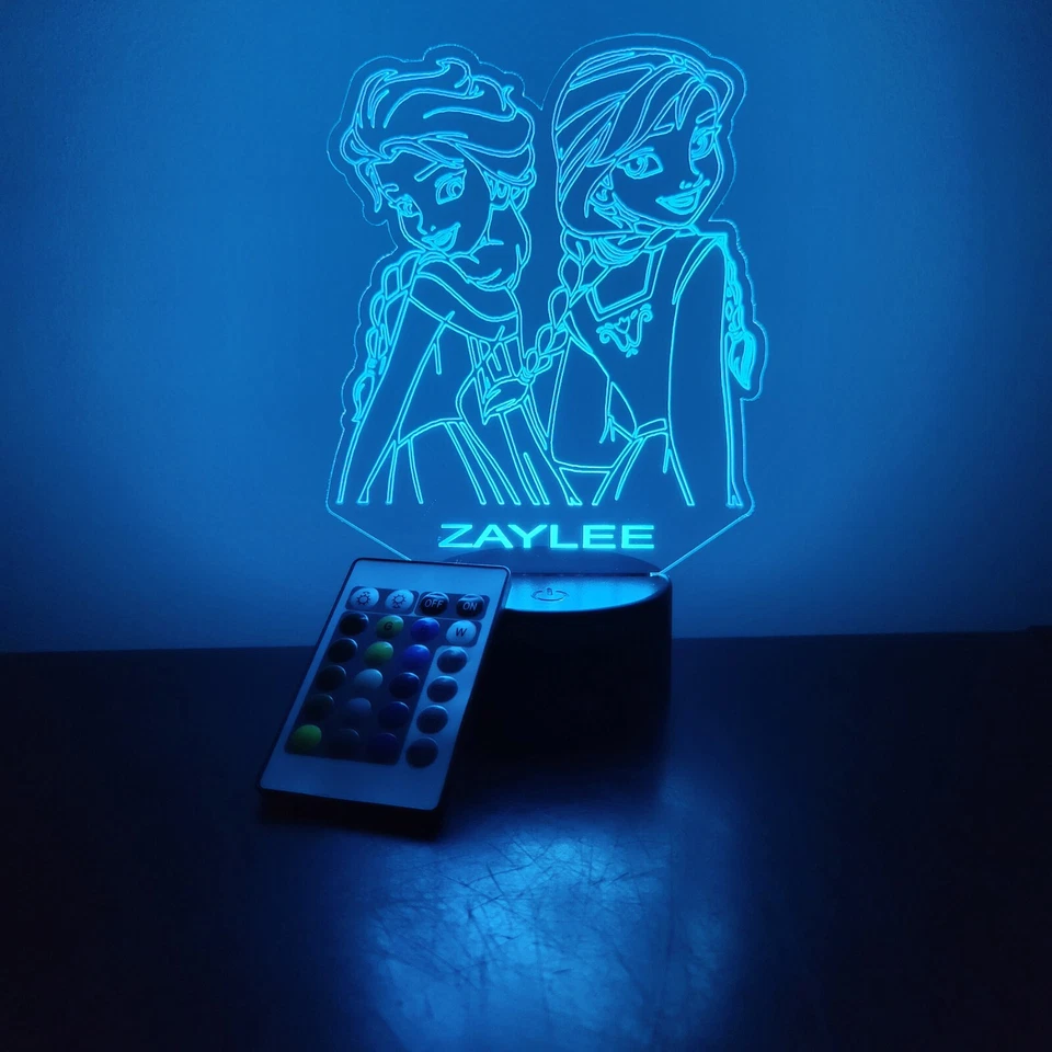 Frozen Elsa & Anna Luz Nocturna Personalizada GRATIS Personalización Personalizada LED Lámpara de Mesa Foto 1 de 4