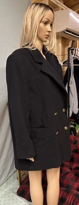 Abrigo J G Hook vintage hecho en EE. UU. lana negra tweed guisante adulto Foto 1 de 4