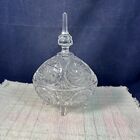 Pinwheel Style Cut Glass Candy Dish - Egg Shaped (Footed)