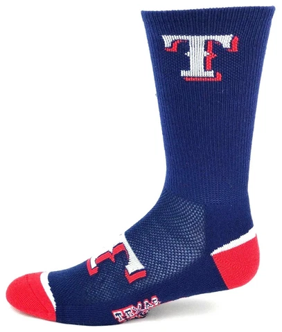 Texas Rangers Adult Deuce Crew Socks Navy with Red Heel & Toe Logo Top Foot Cover