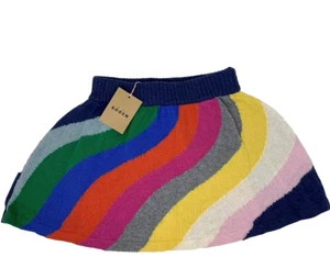 NWT Mini Boden Girls 5-6 Colorful Rainbow Wave Winter Sweater Skirt - Picture 1 of 8