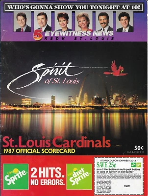 1987 ST LOUIS CARDINALS BASEBALL  SCORECARD  VS Atlanta Braves Unscored - Image 1 of 4