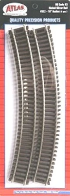 Atlas #532   18" Radius Curve Track (6-pack) Code 83 Rails - HO Scale  - Image 1 of 2