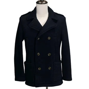 Hawes Curtis Coat Mens Wool Blend Peacoat Jacket Navy Blue Size Medium - Picture 1 of 15