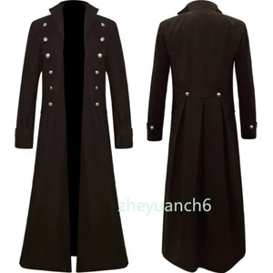 New Men Steampunk Vintage Jacket Gothic Victorian Coat Uniform Halloween Costume - Picture 1 of 15