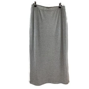 Vero Moda Light Grey Knitted Jersey Side Split Bodycon Midi Skirt UK L - Picture 1 of 3