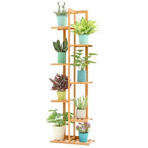 102/122cm Tall Bamboo Corner Storage Shelf Display Stand Ladder Shelving Unit - Picture 1 of 16