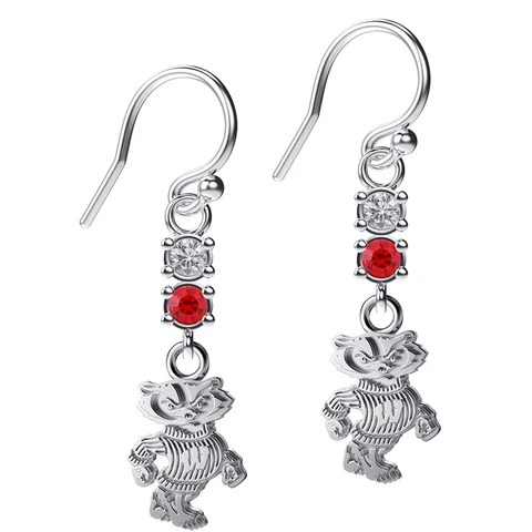 Women's Dayna Designs Wisconsin Badgers Dangle Crystal Earrings Cover
