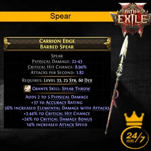 Lanza Rara Lvl33 Req | Path of Exile 2 | Dawn of the Hunt SC - Imagen 1 de 1