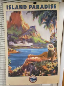 Vintage Travel Poster South Pacific Airways “Island Paradise” 24” X 36” Hawaiian - Picture 1 of 5