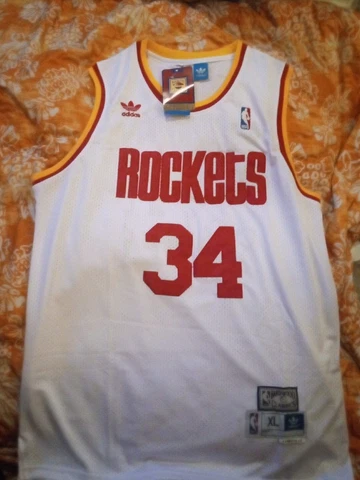 Xtra Large Hakeem Olajuwon Houston Rockets NBA Jersey Adidas White New With Tag Cover