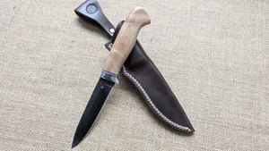 Handgeschmiedete Jagdmesser Outdoor Rostfrei mit Lederscheide X90CrMoV18 #215 - Bild 1 von 15