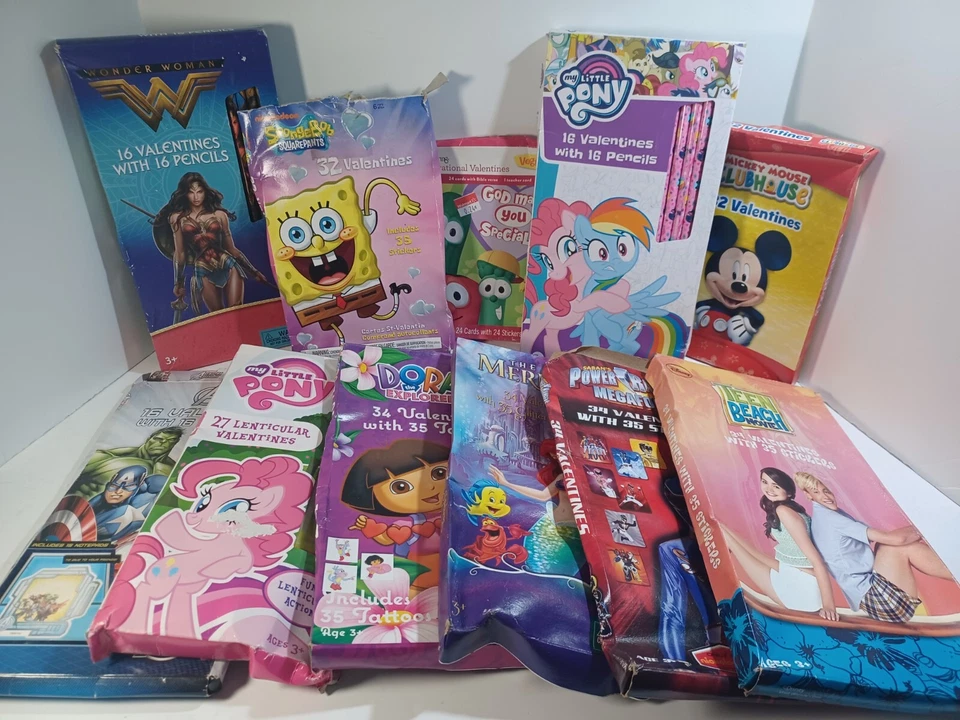 Huge Vintage CARTOON Lot Classroom Exchange Valentines Day Cards  - Image 1 of 4