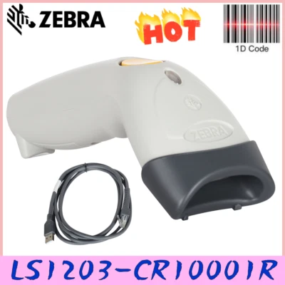 Zebra Symbol LS1203 Corded Handheld Laser 1D Barcode Scanner/Imager+USB Cable - Image 1 of 4
