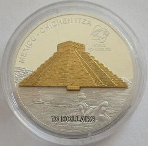 Islas Cook 10 dólares 2007 World Monuments Chichén Itzá 1 oz plata - Imagen 1 de 2