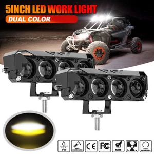 2X 5" inch LED Work Light Bar White Amber For Polaris Can-Am Maverick X3 UTV ATV - Picture 1 of 13