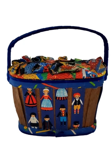 Wooden Basket Purse Hamper Handmade  Dutch Kids Kitsch Lined  Not Longaberger Cover