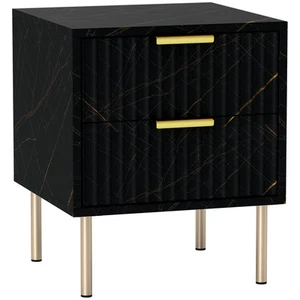 HOMCOM Bedside Table Bedside Cabinet with 2 Drawers for Bedroom, Black - Picture 1 of 11