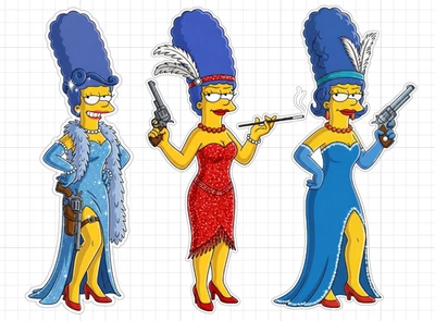 Pacote com 6 adesivos Gangster Marge Simpson celular laptop skate adesivo festa 4" - Imagem 1 de 4