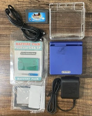 Gameboy Advance Sp Cobalt Blue AGS-001 BUNDLE Lot w Megaman 6 etc. READ DESC. - Image 1 of 4