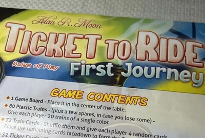 Ticket to Ride First Journey Rulesheet ONLY - 2016 - Torn On Bottom - Image 1 of 3