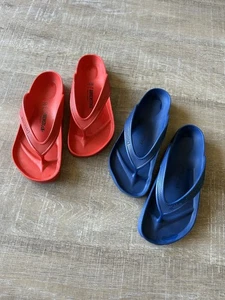 Birkenstock PAQUETE Eva W 7 M 5 EU 38 Honolulu Tanga Chanclas Sandalias Rojo Azul - Imagen 1 de 14