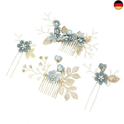 4 Stück Gold Hochzeit Haarkamm Perle Braut Haarschmuck Strass Brautschmuck Kamm  - Bild 1 von 4