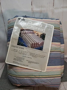 Vintage Sears Quilted Bedspread Full Size 94x108 Country Stripe Made In USA - Picture 1 of 7