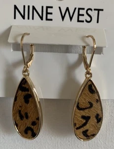 Leopard Print Teardrop Earrings Nine West Brand  New with tags - Picture 1 of 6