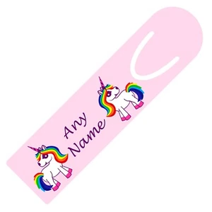 PERSONALISED UNICORN PRINT BOOKMARK ALUMINIUM PAGE HOLDER READING GIFT - Bild 1 von 4